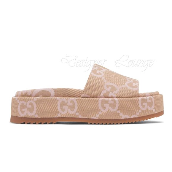 NEW GUCCI Macro GG Beige Monogram Canvas Platform Sandals Size EU 40.5 US 10.5 - Picture 8 of 12